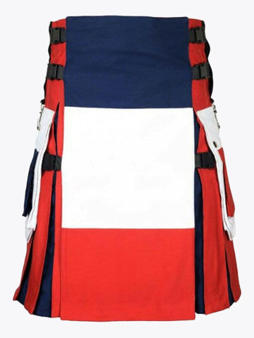 100% Cotton Utility Kilt French Flag Kilt