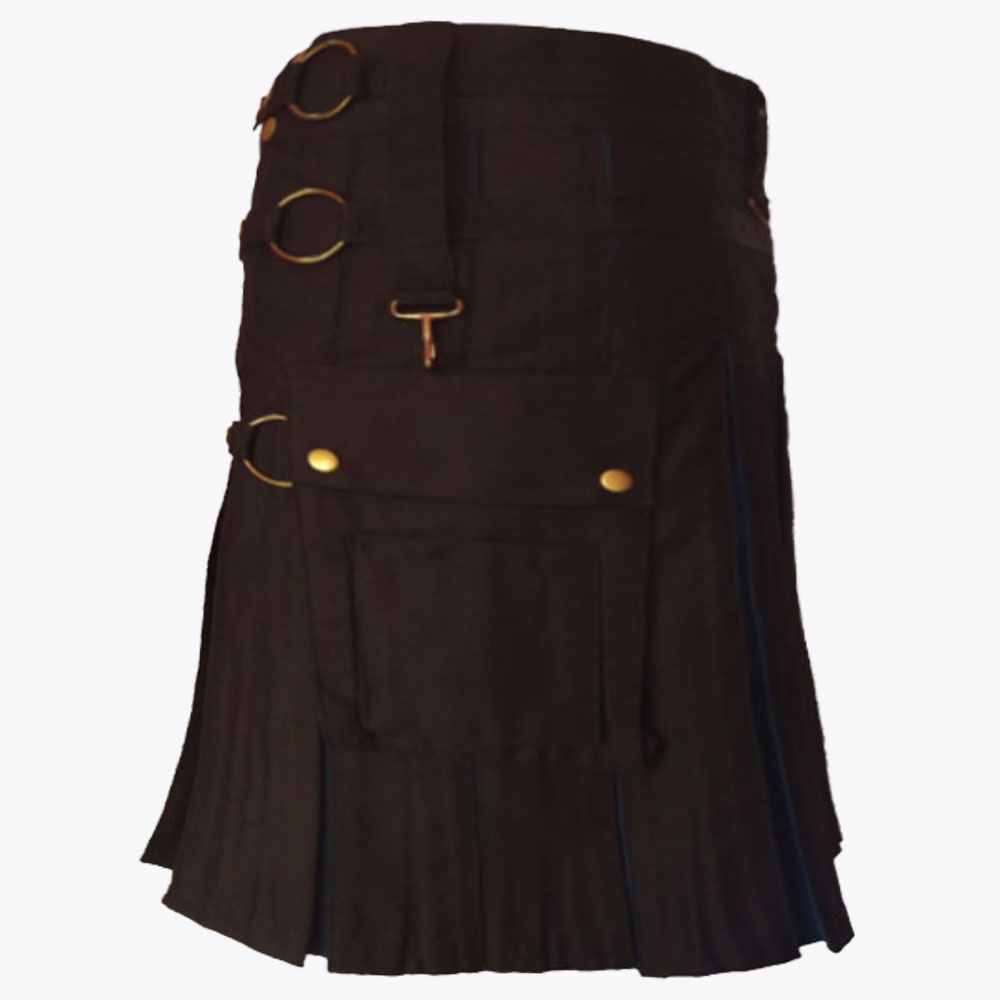 Black And Blue Hybrid Utility Kilt For Men