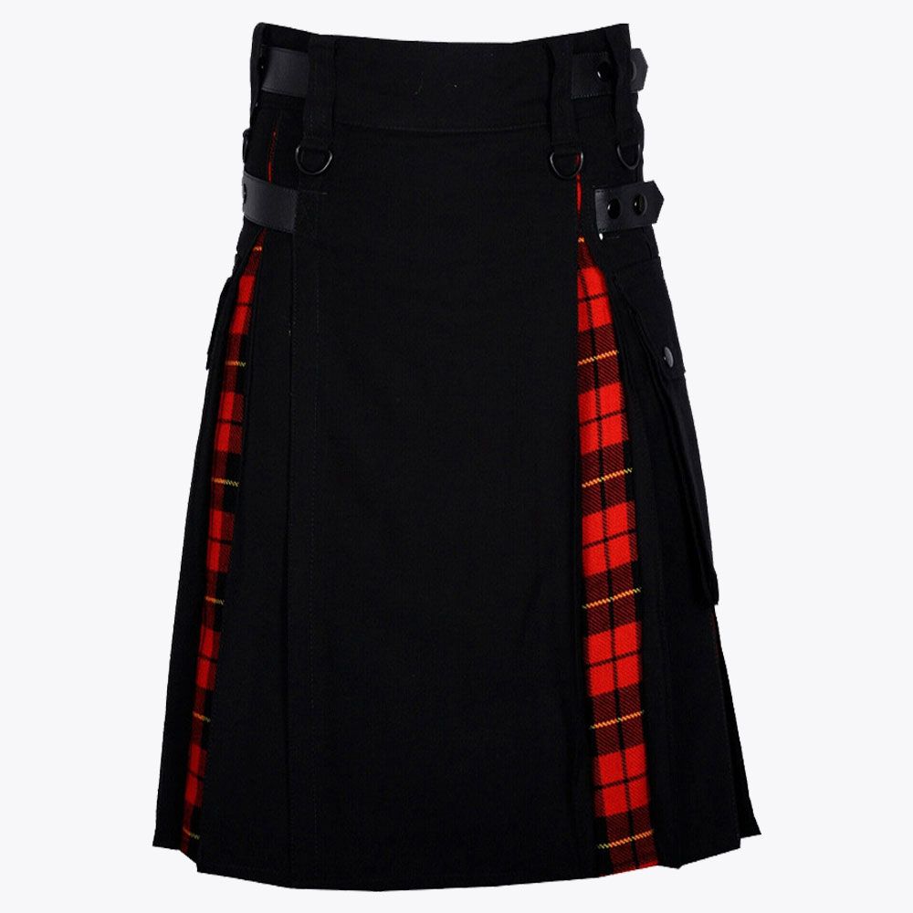 Clan Black Cotton Wallace Tartan Hybrid Kilt