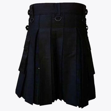 Black Hybrid Kilt With Black Watch Tartan
