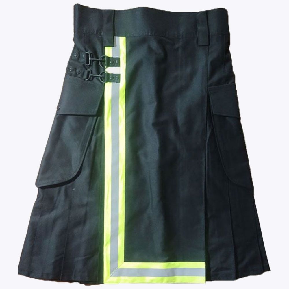 Black Utility Kilt with Yellow Trim