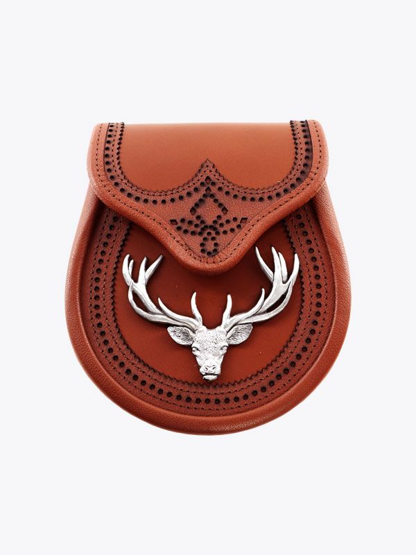 Brown Leather Stag Semi Dress Sporran