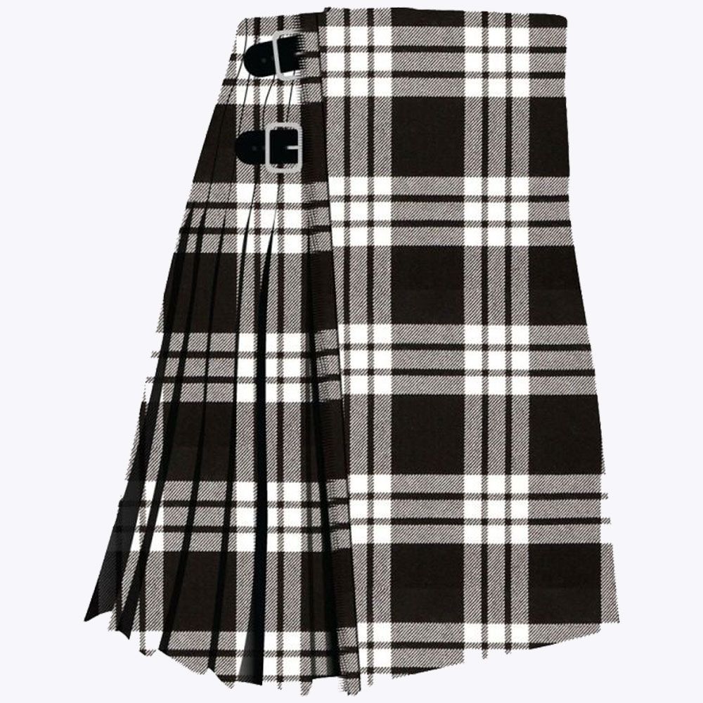Clan MacFarlane Black &amp; White Tartan Kilt