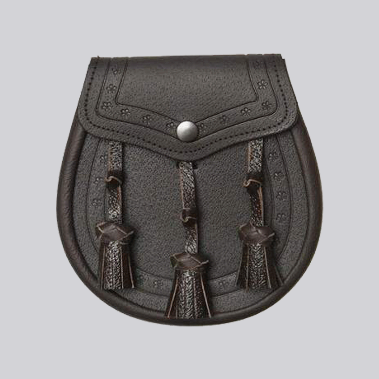 Classic Embossed Dark Brown Leather Sporran