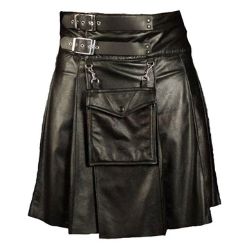 Fancy Black Leather Kilt
