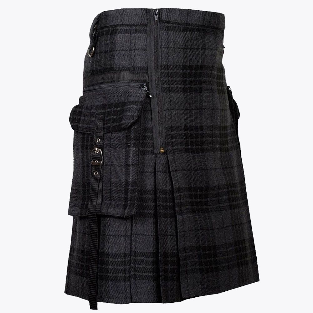 Gothic Punk Pock Tartan Utility Kilt For Men