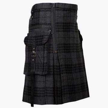 Gothic Punk Pock Tartan Utility Kilt For Men