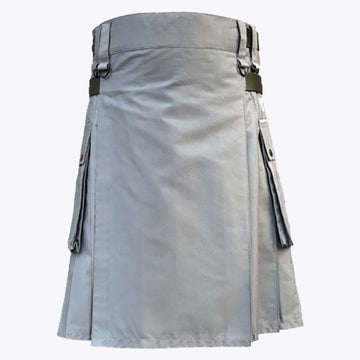 Gray Utility Kilt with Cargo Pockets