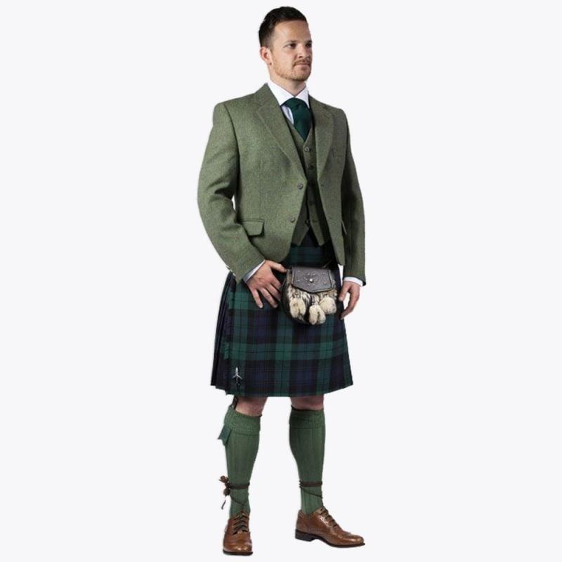 Green Tweed Argyll Jacket &amp; Kilt Outfit Package Deluxe