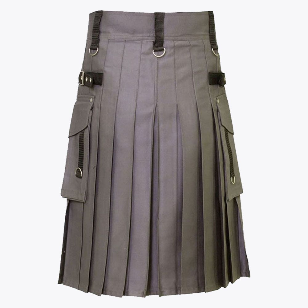 Grey Utility Kilt For Active Man