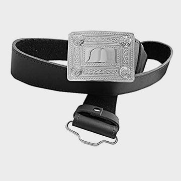 Plain Leather Belt with Silver Kilt Belt Buckle