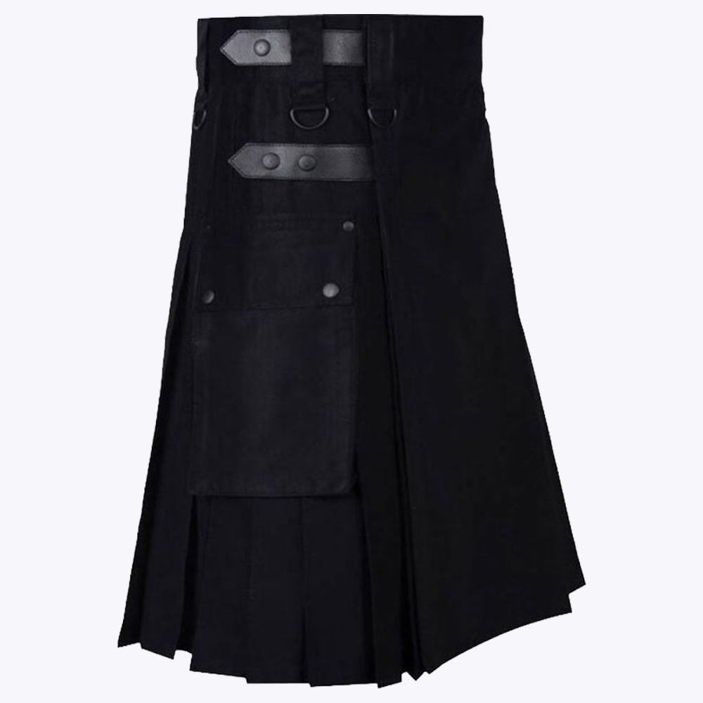 Lautreamont Men Black Utility Kilt