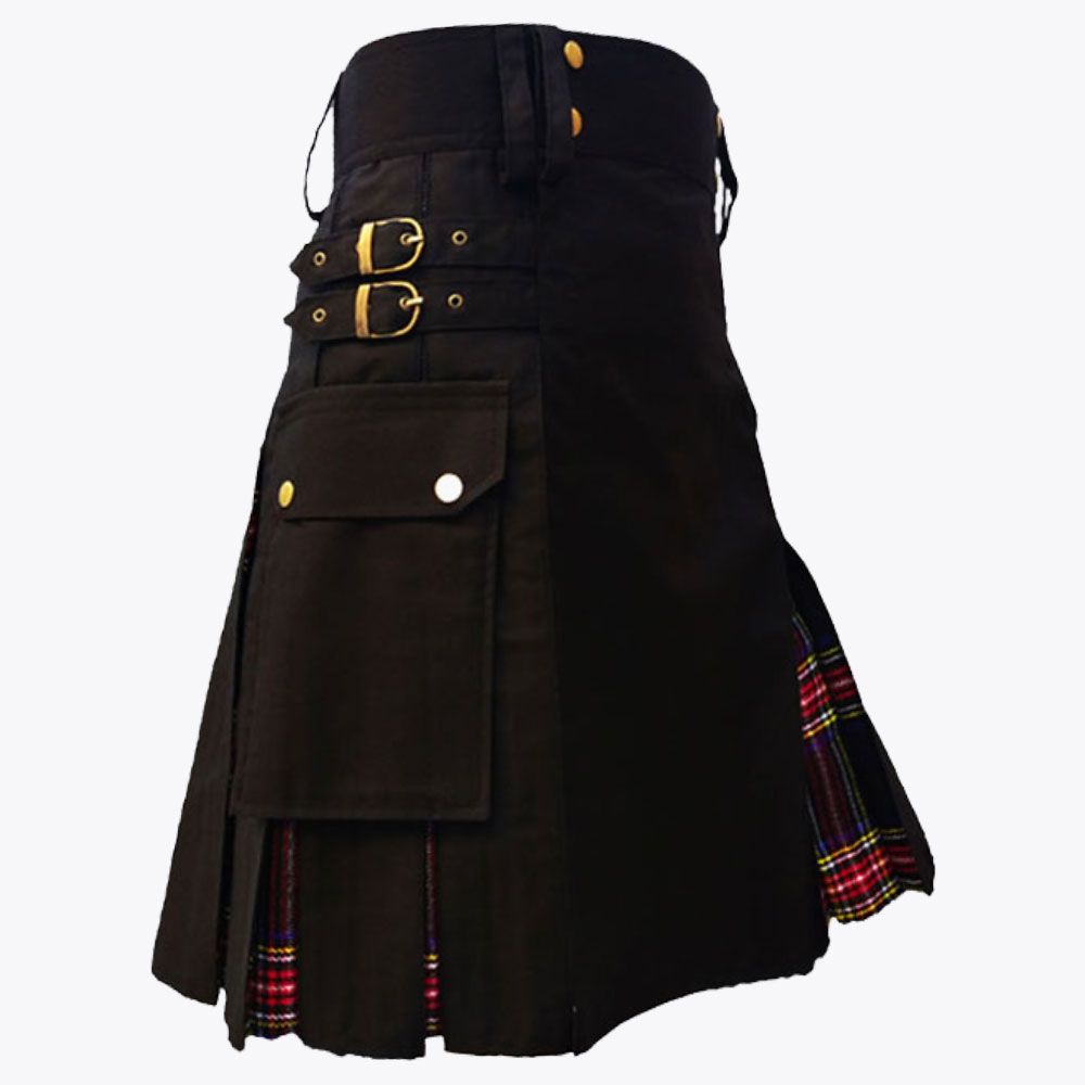 Clan Men Black Stewart Hybrid Tartan Kilt