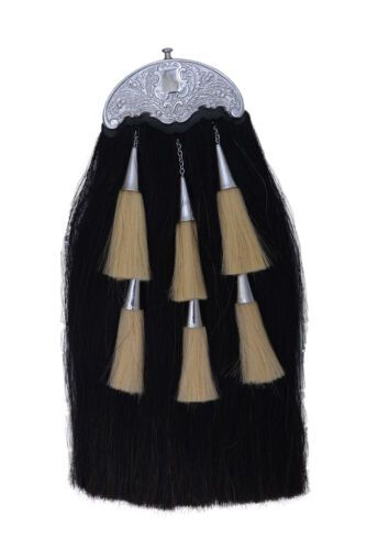 Men Scottish Horse Hair Sporran With 6 Tassels