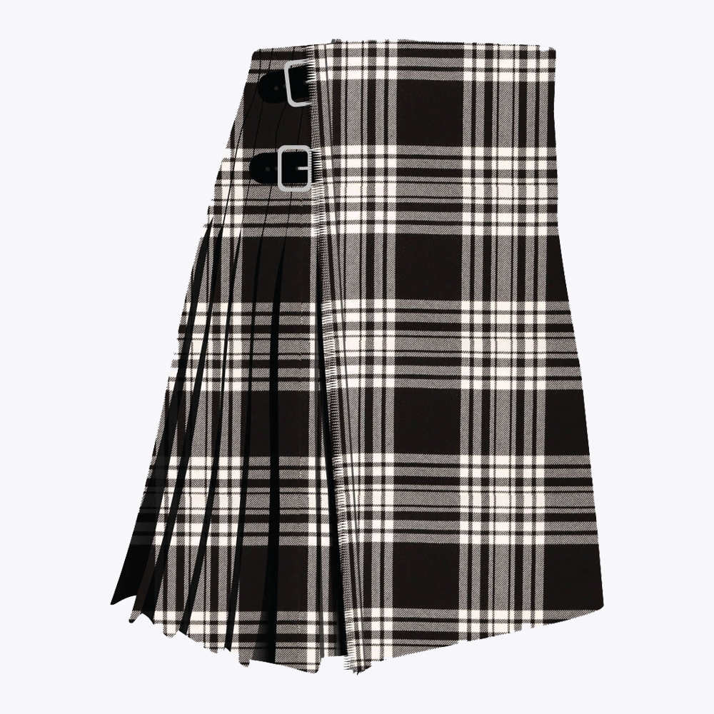 Menzies Black &amp; White Modern Tartan Kilt