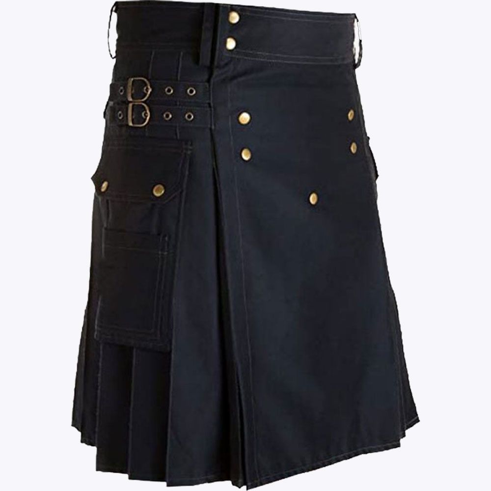 Navy Blue Utility Kilt &amp; Straps Style With Cargo Pockets