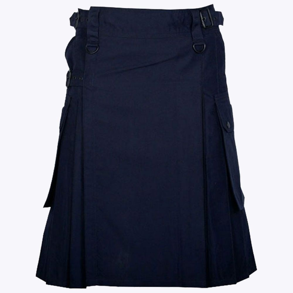 Navy Blue Utility Kilt with Cargo Pockets