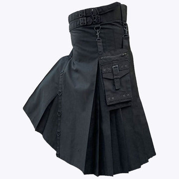 New Modern Black Utility Kilt