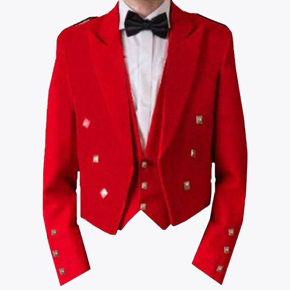 Red Prince Charlie Jacket With Waistcoat