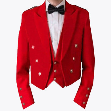 Red Prince Charlie Jacket With Waistcoat