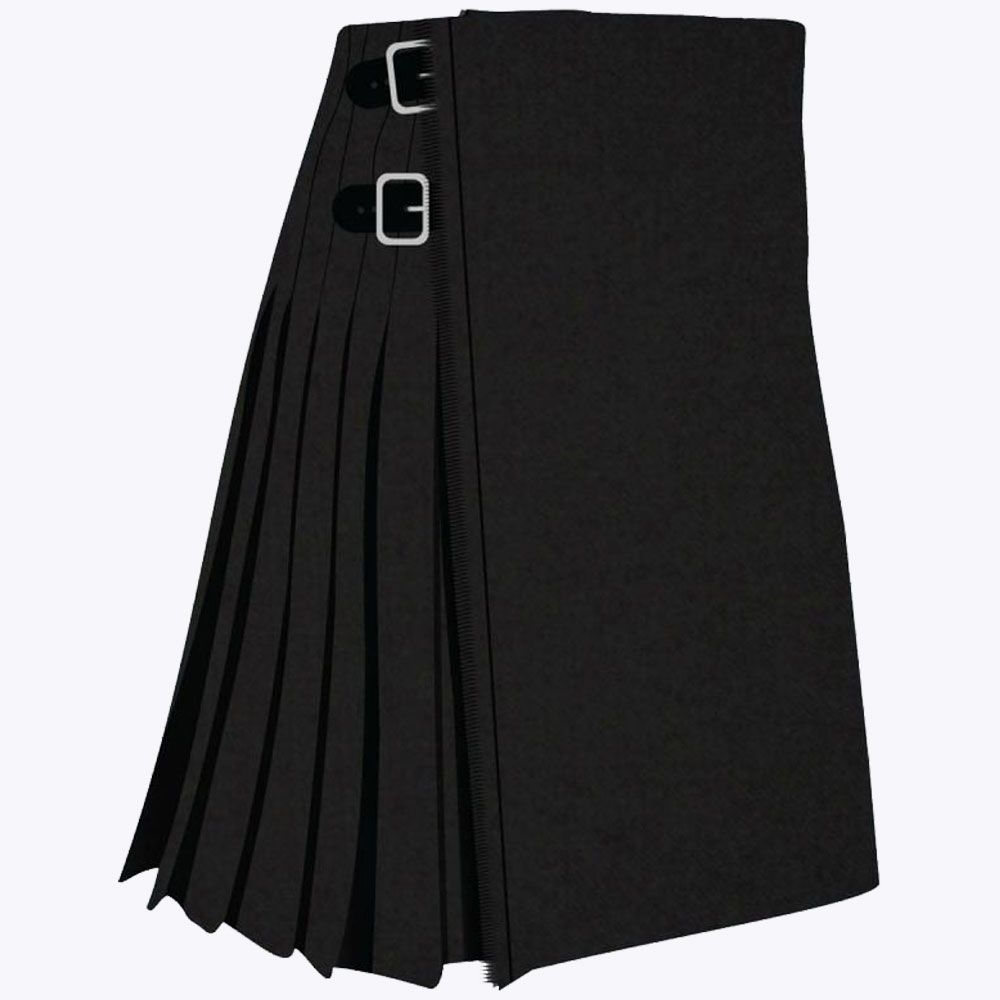 Solid Black Modern Tartan Kilt