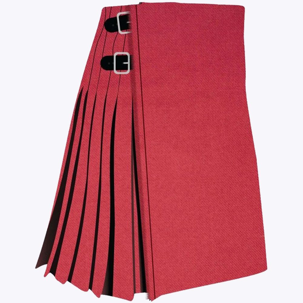 Solid Scarlet Weathered Tartan Kilt