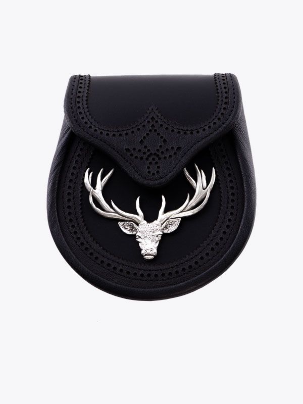 Stag Semi Dress Black Leather Sporran