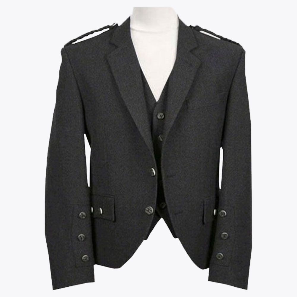Tweed Charcoal Argyll Jacket And Vest