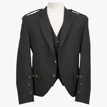 Tweed Charcoal Argyll Jacket And Vest