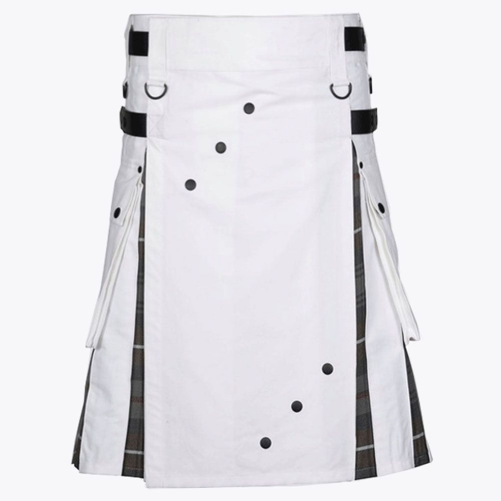 White Cotton Utility Hybrid Kilt