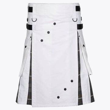 White Cotton Utility Hybrid Kilt