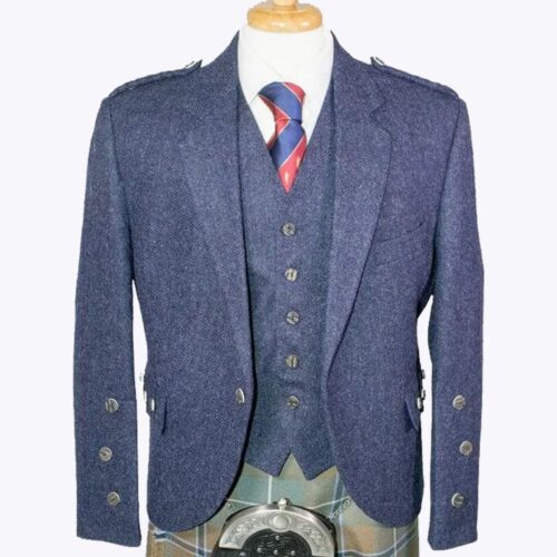Lomond Blue Tweed Kilt Jacket and Waistcoat